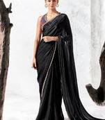 Black premium luxe silk blend & organza designer saree