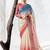 Cream premium luxe silk blend & organza designer saree