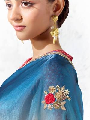 Cream premium luxe silk blend & organza designer saree 2