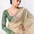 Cream premium luxe silk blend & organza designer saree