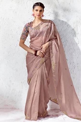 Mauve premium luxe silk blend & organza designer saree