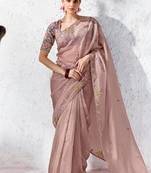 Mauve premium luxe silk blend & organza designer saree