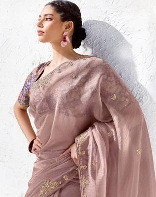 Mauve premium luxe silk blend & organza designer saree 2
