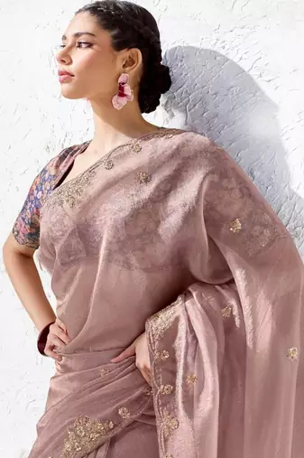 Mauve premium luxe silk blend & organza designer saree