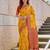 Yellow designer woven saree with matching blouse