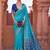 Sky blue soft silk blend designer saree with zari woven border & heavy pallu