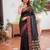 Black premium soft silk blend designer saree with zari motifs & rich border