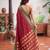 Maroon premium soft silk blend designer saree with zari motifs & rich border