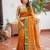 Yellow premium soft silk blend designer saree with zari motifs & rich border