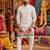 Off white digital print men's kurta with crochet sequin work