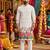 Off white digital print men's kurta with crochet sequin work