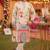 Cream digital print men's kurta with crochet sequin work