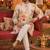 Cream digital print men's kurta with crochet sequin work