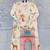 Cream digital print men's kurta with crochet sequin work