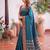 Blue premium soft silk blend designer saree with zari motifs & rich border