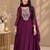 plum color embroidery sequin work with ready-made lace border faux georgette gown set