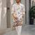 Ivory digital print men's kurta with crochet sequin work