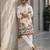 Ivory digital print men's kurta with crochet sequin work
