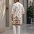 Ivory digital print men's kurta with crochet sequin work