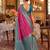 teal blue premium silk blend designer saree with woven zari motifs & heavy pallu with unstitch blouse
