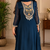 teal color embroidery sequin work with ready-made lace border faux georgette gown set