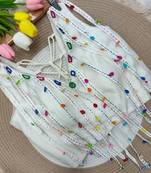 White navratri handwork mirror blouse
