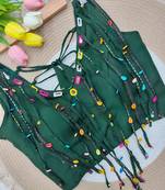 Green navratri handwork mirror blouse