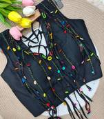 Black navratri handwork mirror blouse