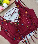 Maroon navratri handwork mirror blouse