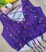 Purple navratri handwork mirror blouse