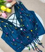 Navy blue navratri handwork mirror blouse