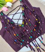 Wine navratri handwork mirror blouse