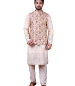 W&g silk blend men nehru jacket (jacquard design) multicolour