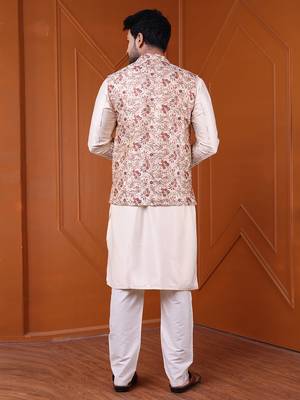 W&g silk blend men nehru jacket (jacquard design) multicolour 5
