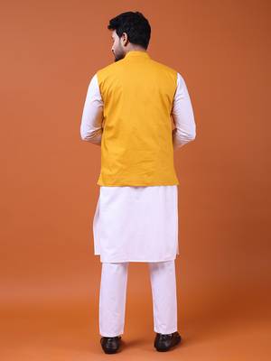 W&g pure cotton men nehru jacket mustard 5
