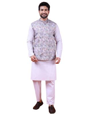 W&g cotton blend men nehru jacket multicolour 1