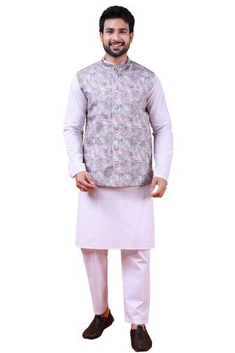 W&g cotton blend men nehru jacket multicolour