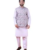 W&g cotton blend men nehru jacket multicolour