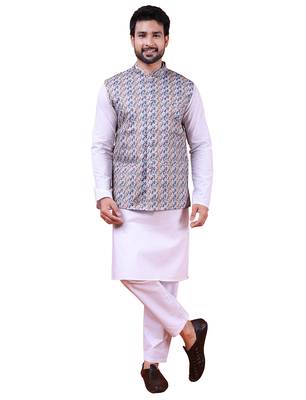 W&g cotton blend men nehru jacket multicolour 1
