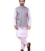 W&g cotton blend men nehru jacket multicolour