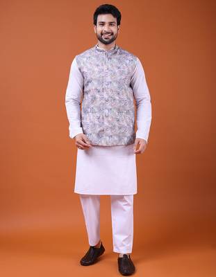 W&g cotton blend men nehru jacket multicolour 2