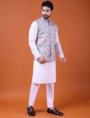 W&g cotton blend men nehru jacket multicolour 4