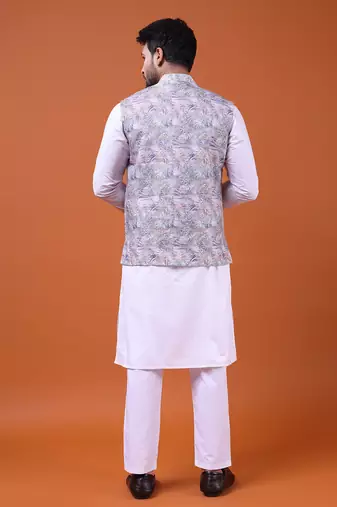 W&g cotton blend men nehru jacket multicolour