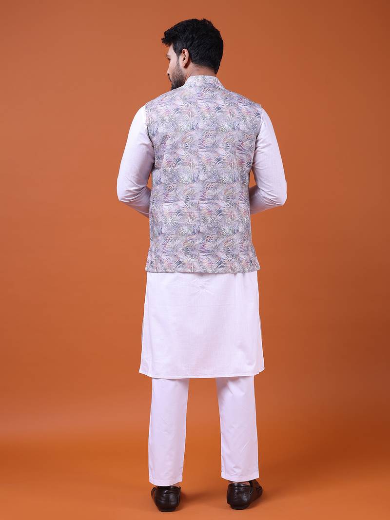 W&g cotton blend men nehru jacket multicolour
