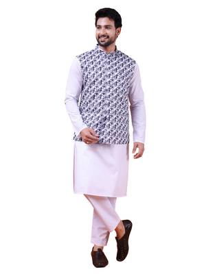W&g cotton blend men nehru jacket multicolour 1
