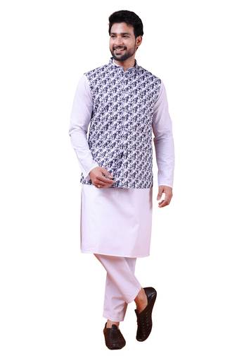 cotton blend men nehru jacket multicolour