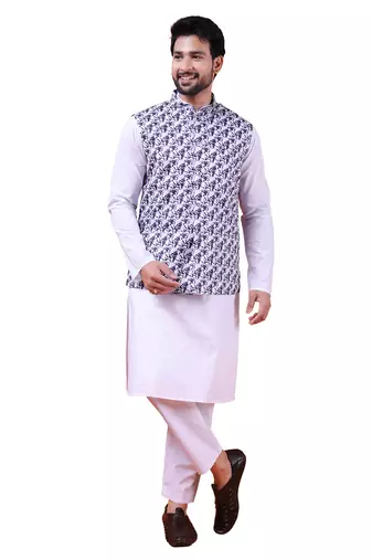 W&g cotton blend men nehru jacket multicolour