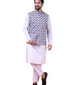 W&g cotton blend men nehru jacket multicolour