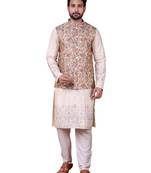 W&g silk blend men nehru jacket (jacquard design) multicolour