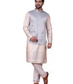 W&g silk blend men nehru jacket grey